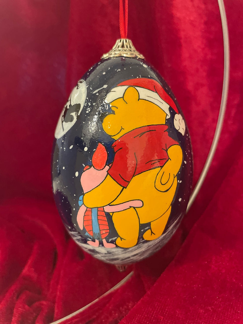Winnie the Pooh and Piglet Christmas tree ornament hand painted