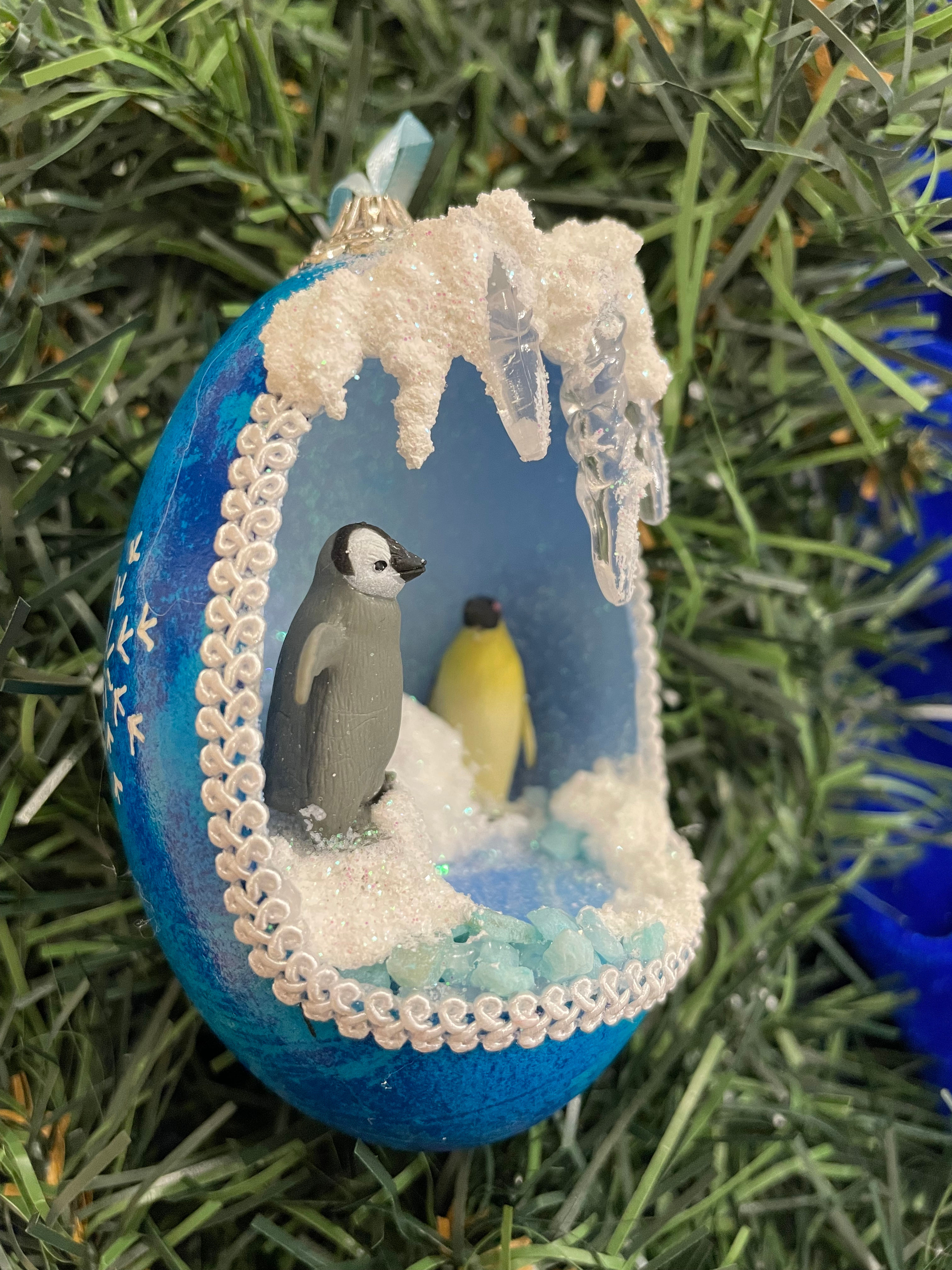 Ice and Snow Penguin habitat goose egg ornament