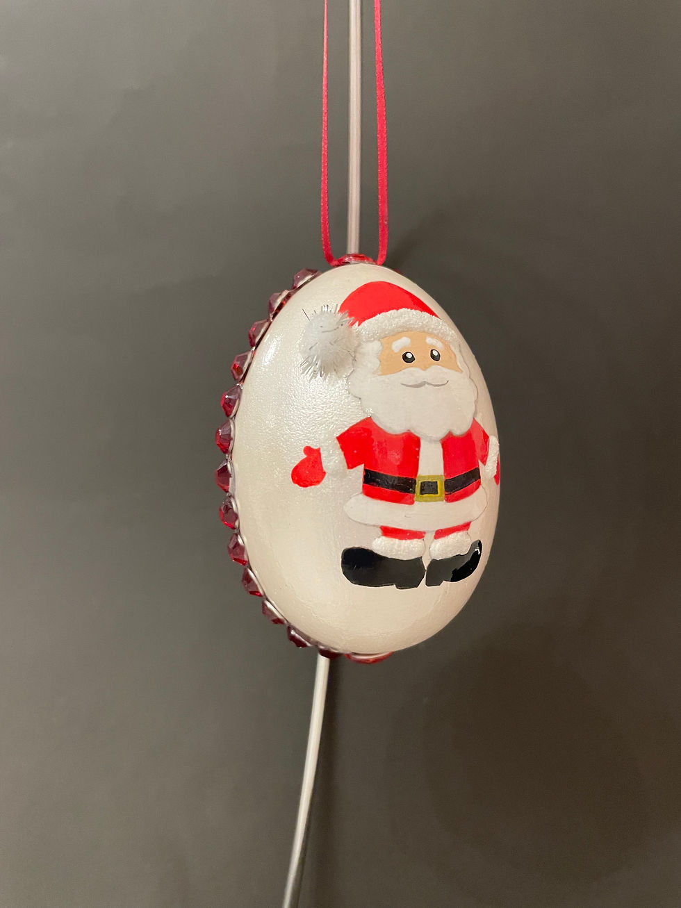Thumbnail: Santa Claus Christmas Tree ornament hand painted on a real egg