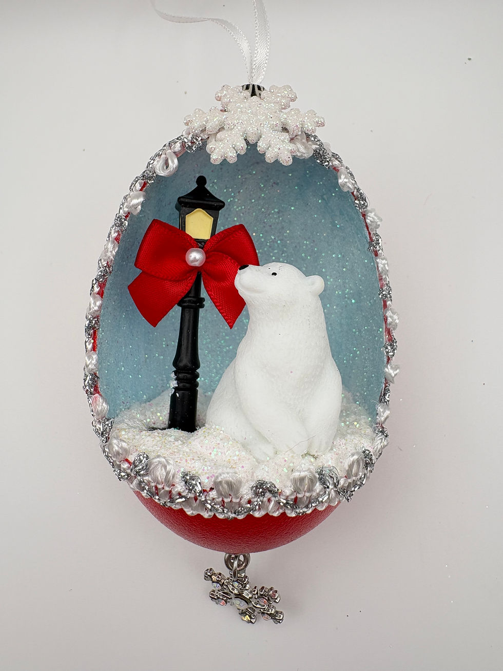 Thumbnail: Polar Bear Christmas Tree Ornament handmade from Real goose Egg