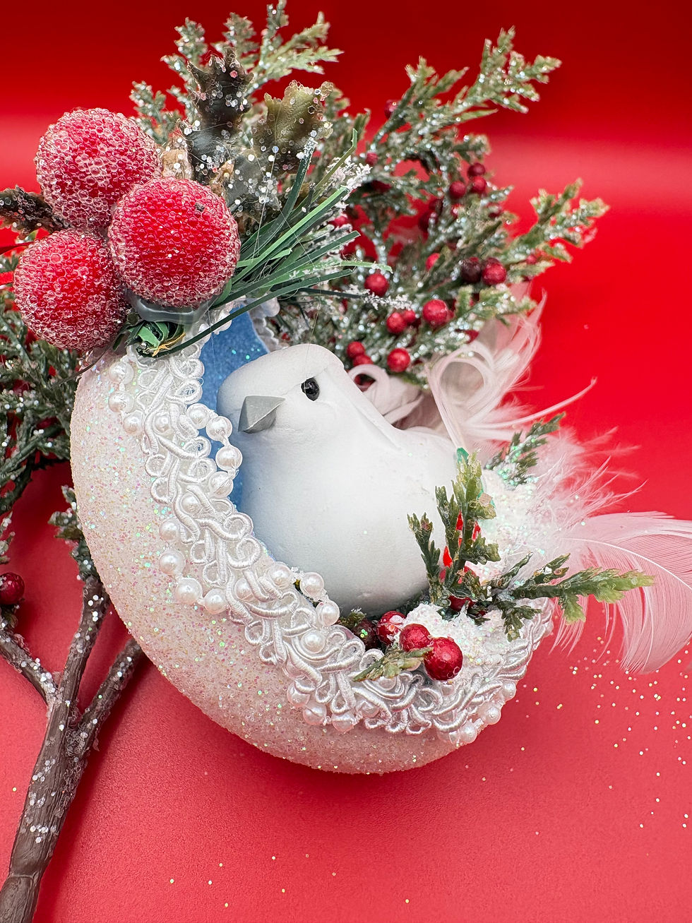 Thumbnail: Bird Hanging real goose egg Christmas tree ornament