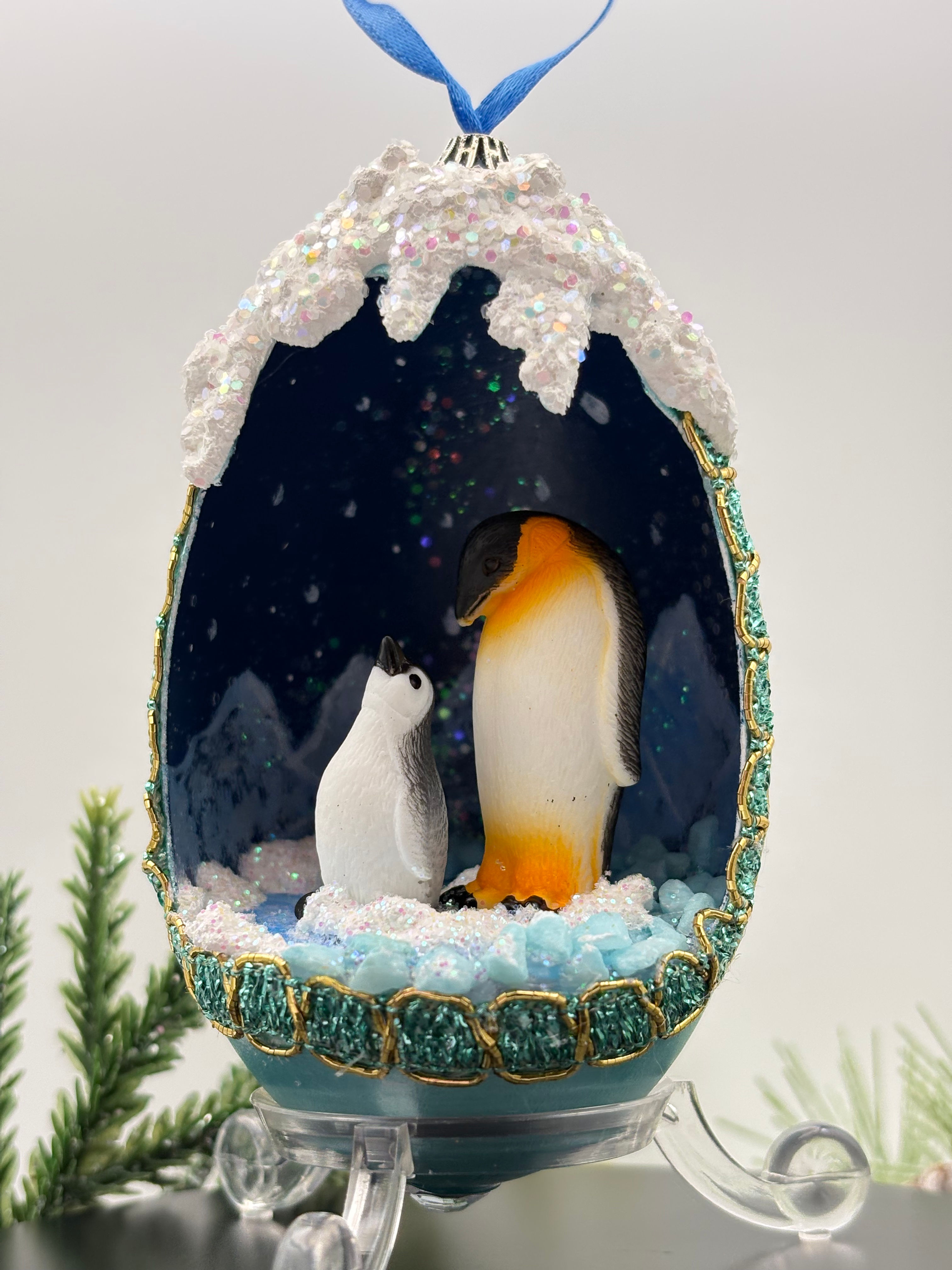 Cute Penguin Goose Egg Christmas Tree Ornament