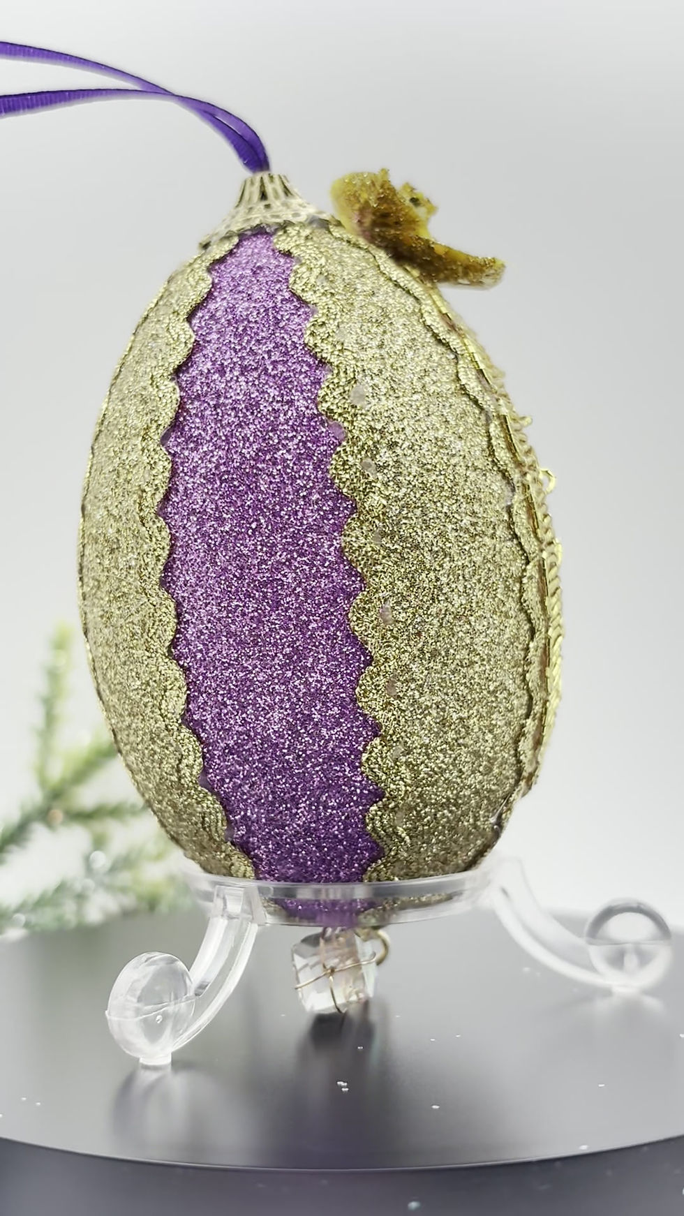 Thumbnail: Reindeer With Tree Goose Egg Christmas Tree Ornament
