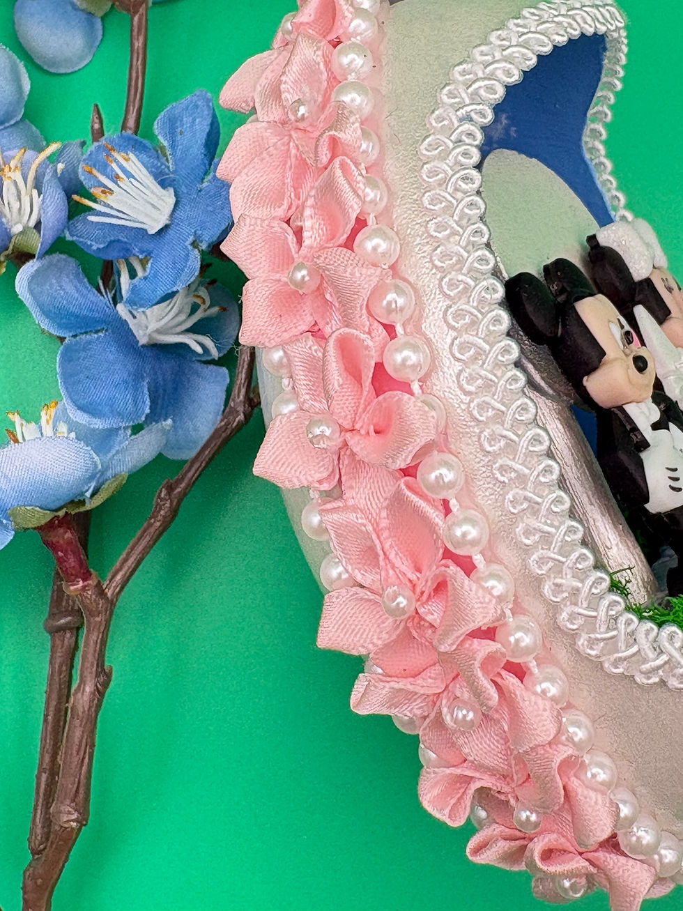 Thumbnail: Wedding Mickey and Minnie Real Goose Egg Shell hanging ornament, Personalized