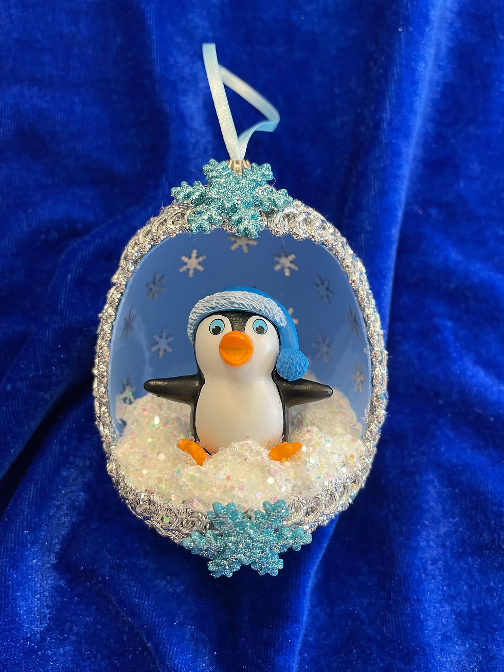 Thumbnail: Cute Penguin Christmas tree real egg ornament