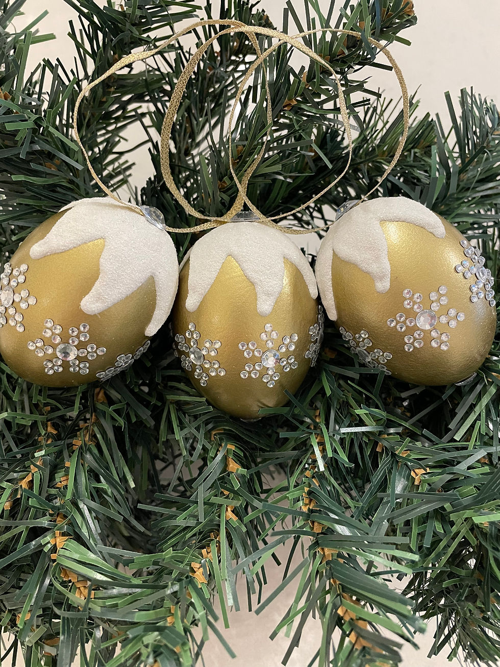 Thumbnail: Real egg Christmas tree ornament with snowflakes