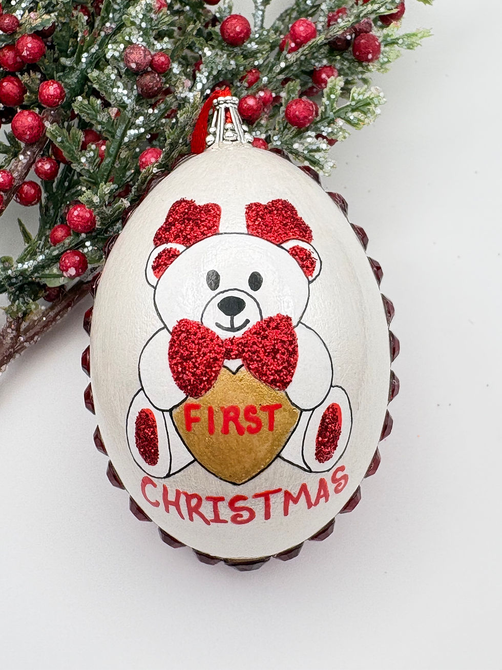 Thumbnail: Baby's First Christmas Ornament hand painted
