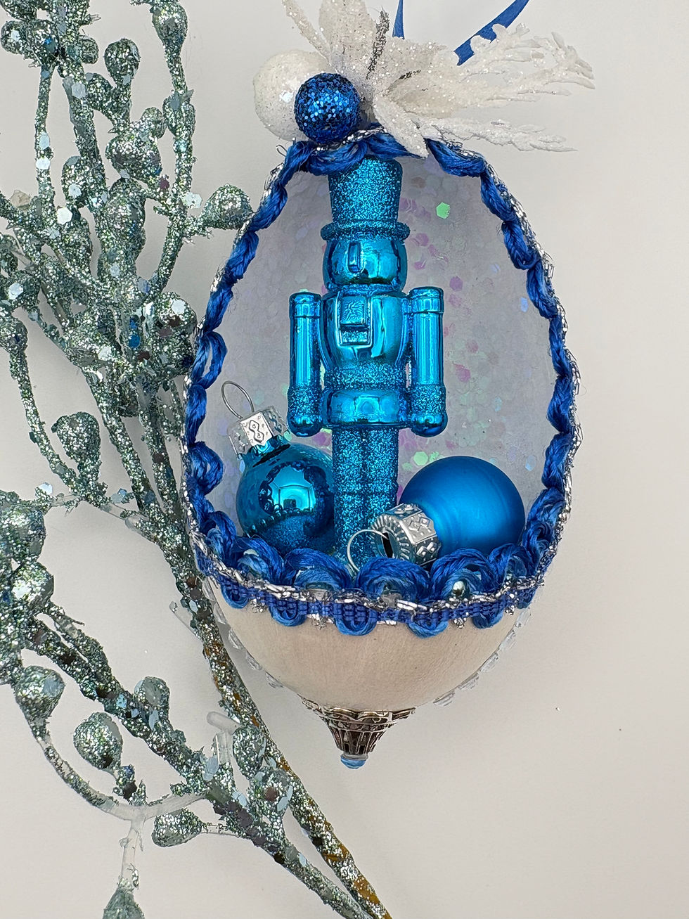 Thumbnail: Nutcracker Christmas Tree ornament made from real goose egg