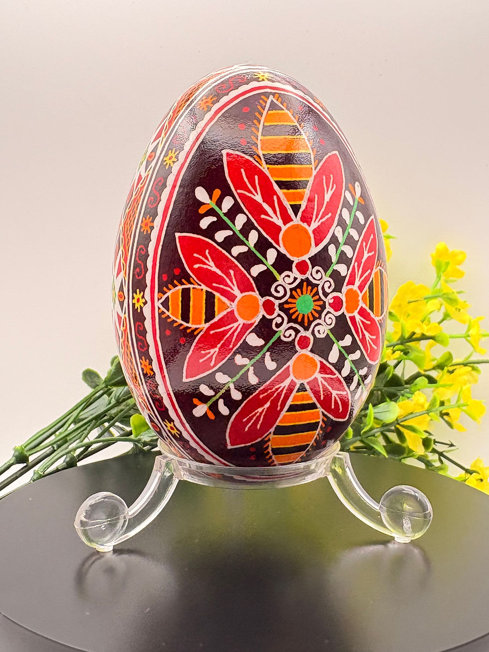 Pysanka Goose Egg Art Bee Design