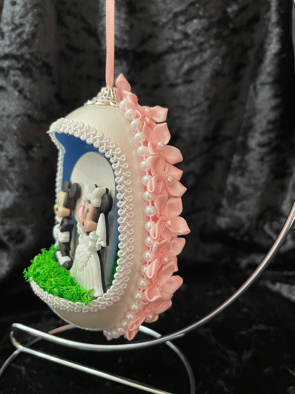 Thumbnail: Wedding Mickey and Minnie Disney themed real goose egg ornament