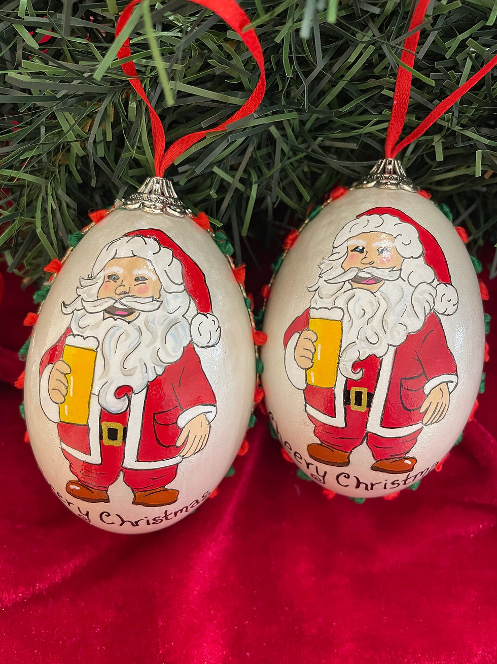 Thumbnail: Cheery Christmas goose or chicken egg ornament