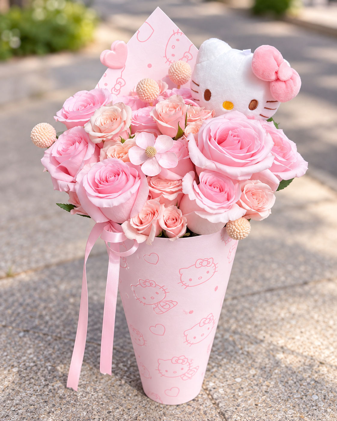 Hello Kitty Pink Rose Bouquet