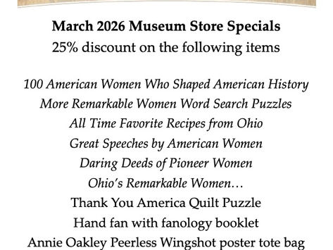 March 2026 Garst Museum Store Specials