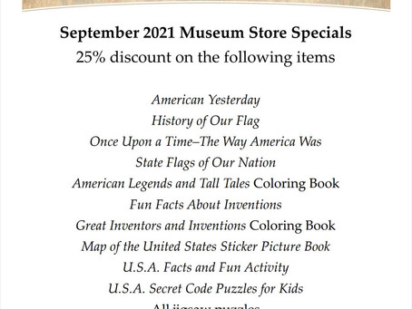 September 2021 Garst Museum Store Specials