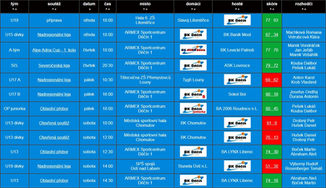 Přehled výsledků utkání týmů BK Horejsek Děčín v minulém týdnu