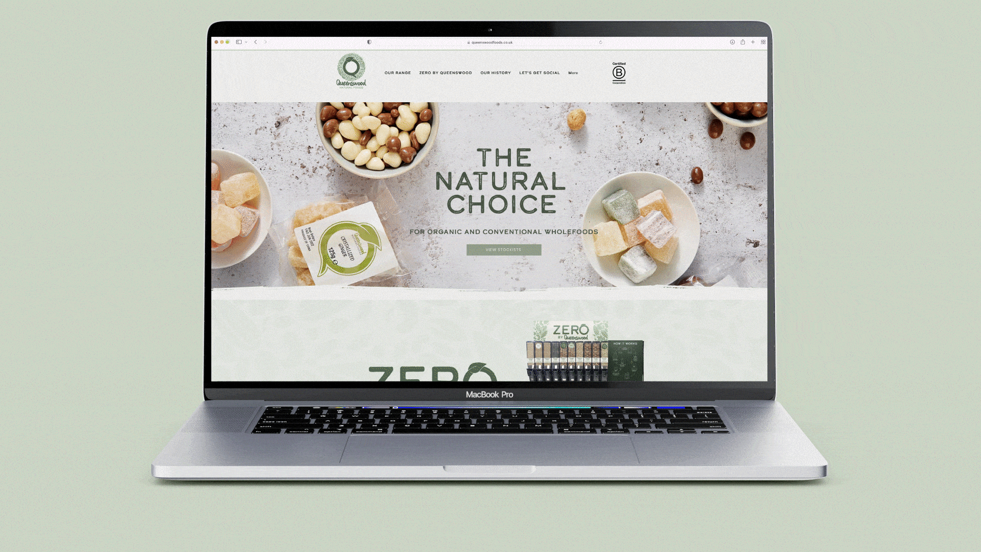 Queenswood Natural Foods JRS Graphic Design Website Mock Up Gif