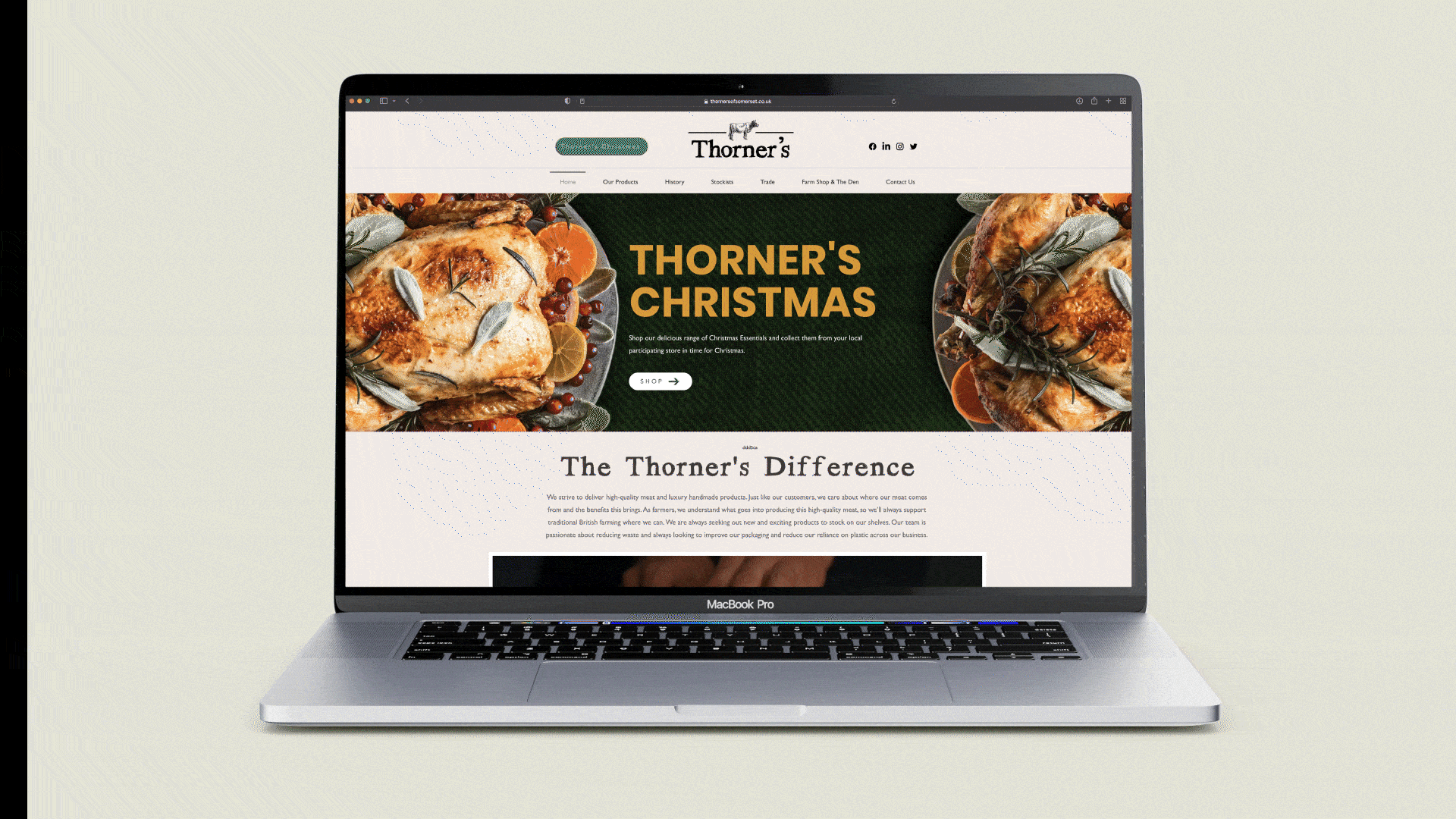 Thorners Farm Shop Butchery Restaurant Pylle Website Mock Up Gif