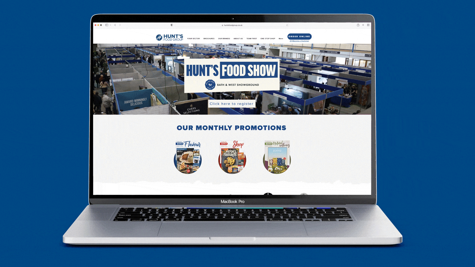 Hunts Food Group Website example and mock up GIF