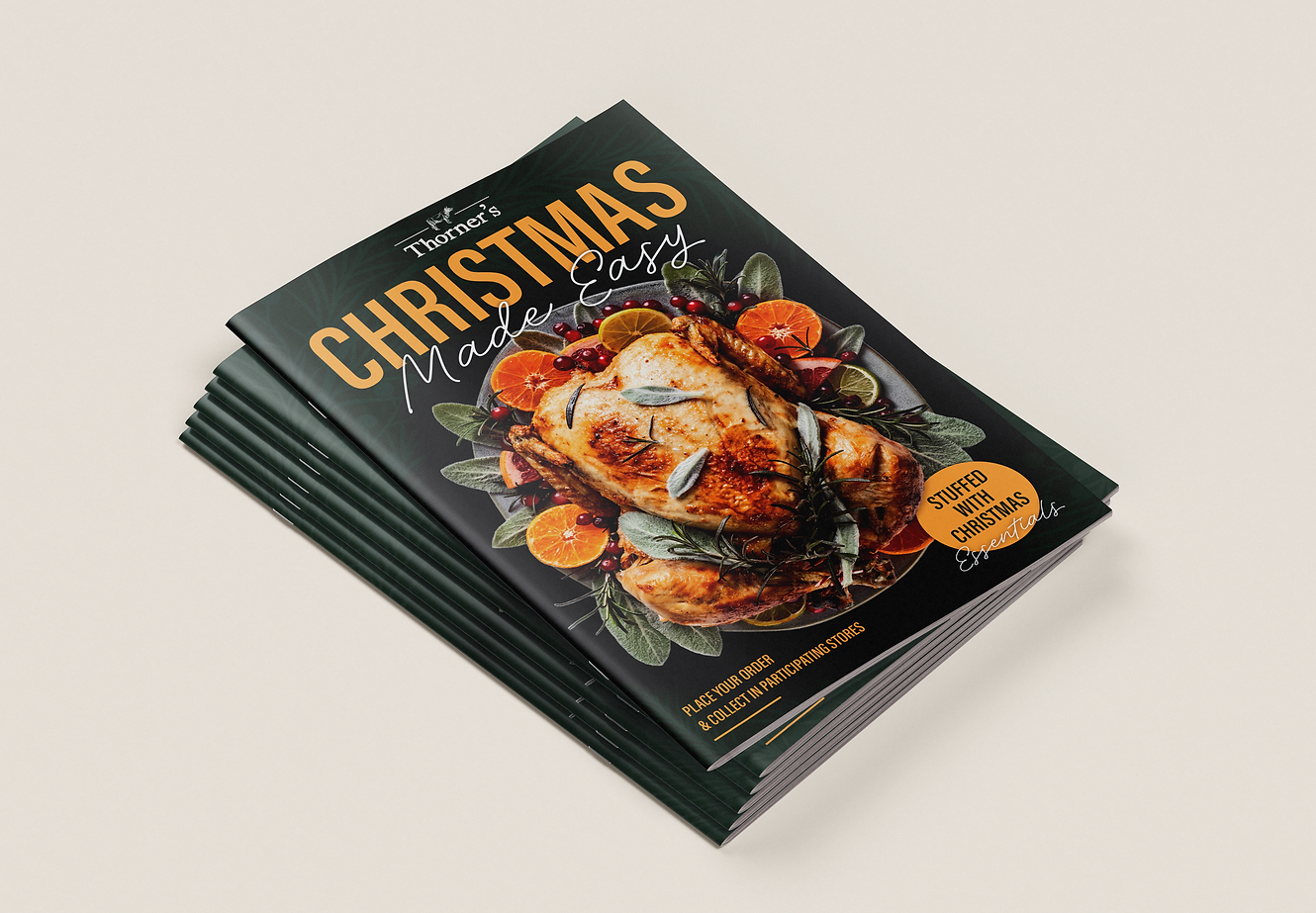 Thorners Farm Shop Butchery Restaurant Pylle Christmas Brochure Design Front Cover Branding Logo