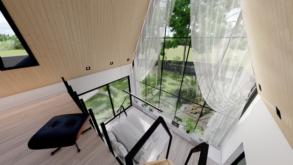cabana, casas bangalô, 
chalé moderno, casa de campo, chalé, chalés,
casas em estilo chalé, chalé airbnb, casa airbnb, quarto com mezanino, mezanino no quarto
