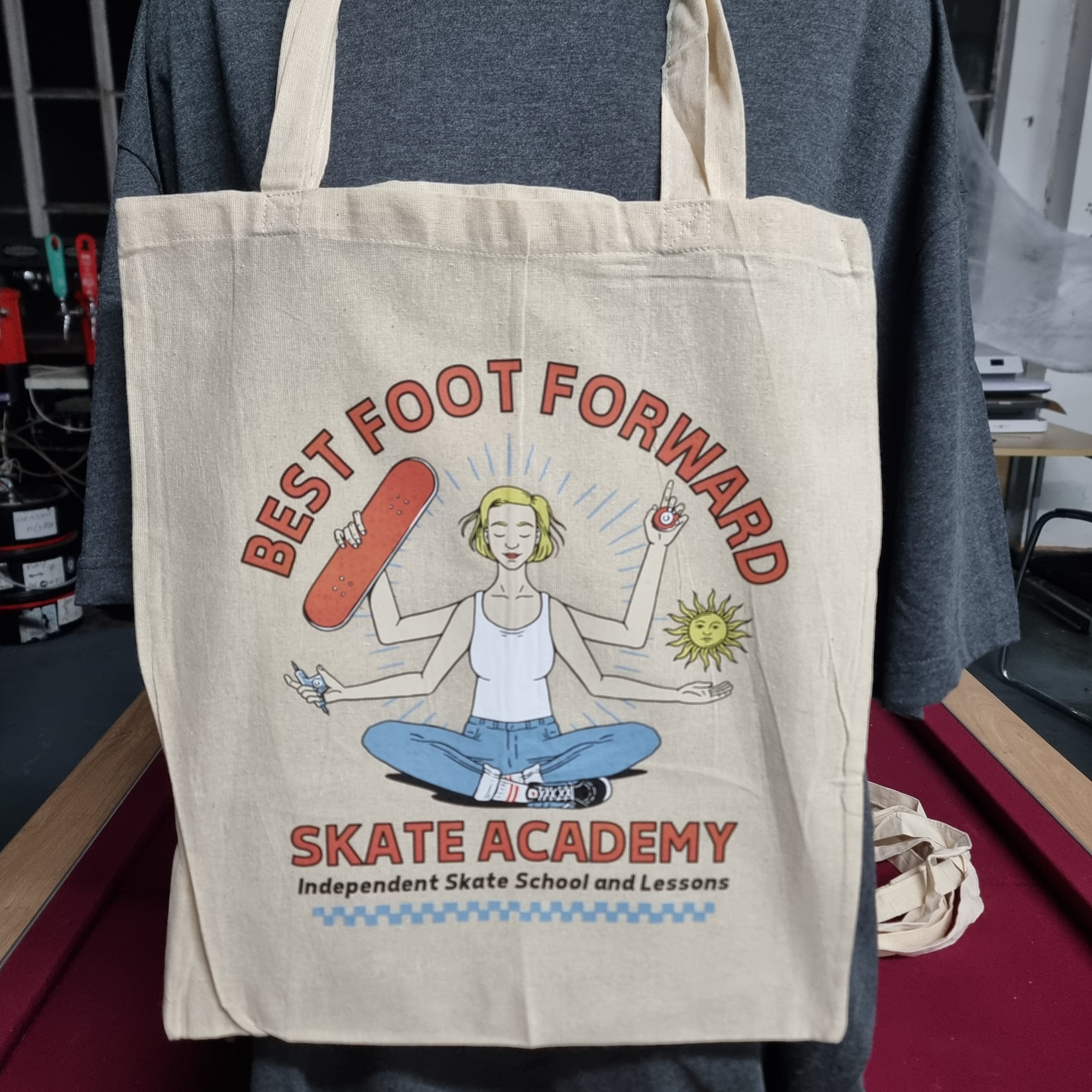Best Foot Forward Skate Academy Beige Tote bag