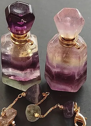 Natural Stone Perfume Bottle Necklace with Stone Chain