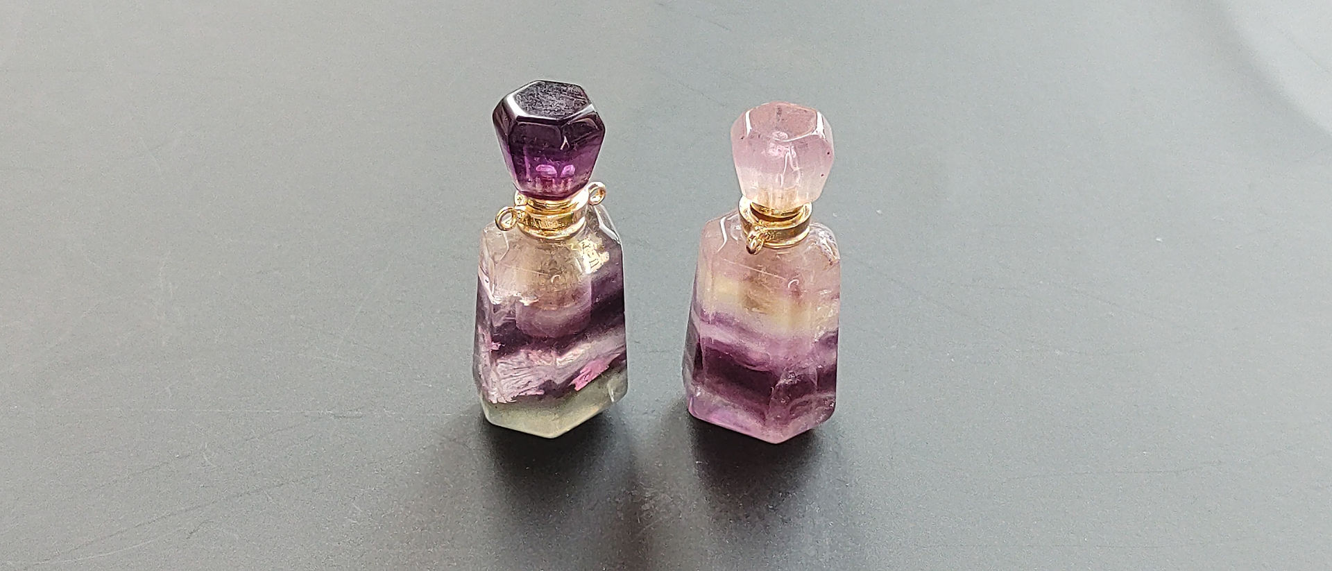Natural Stone Perfume Bottle Necklace with Stone Chain