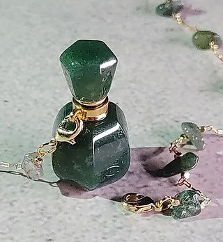 Natural Stone Perfume Bottle Necklace with Stone Chain