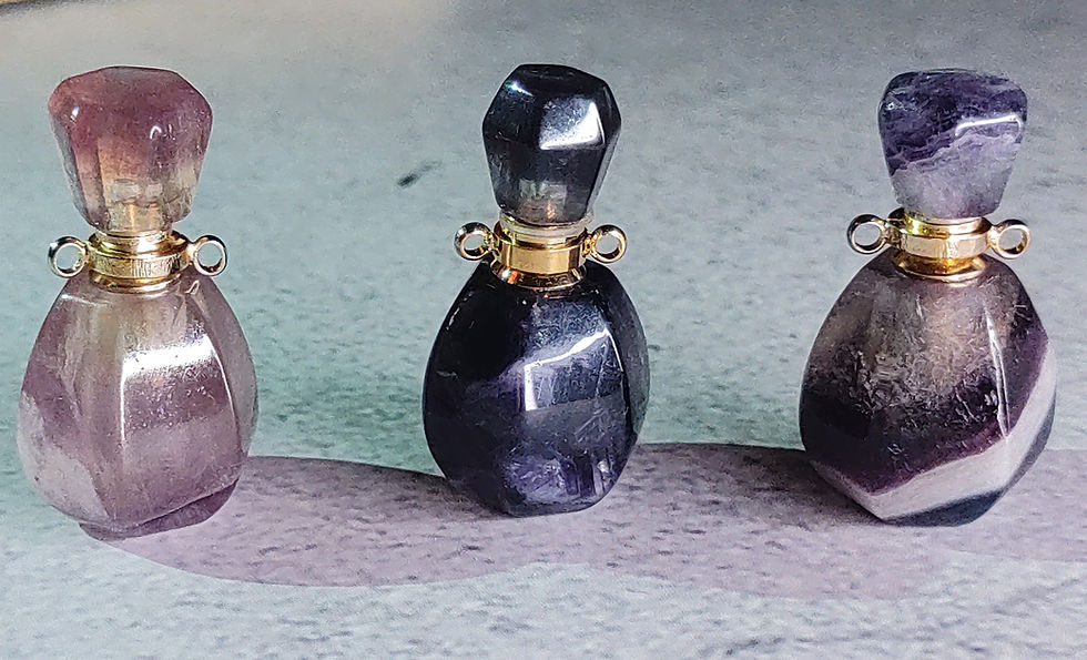 Thumbnail: Natural stone perfume bottle necklace with removable stone gravel and gold chain, wearable essential oil bottle
