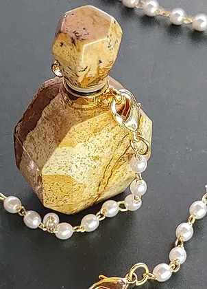 Natural Stone Perfume Bottle Necklace