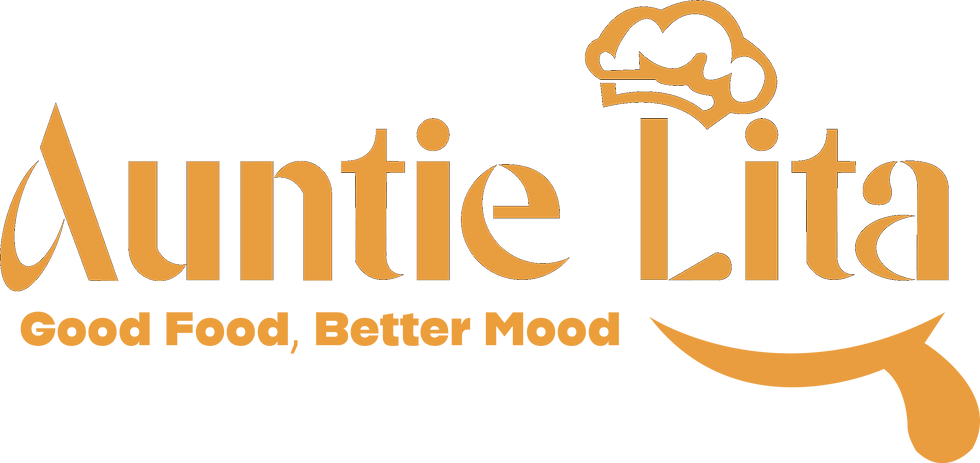 Auntie Lita logo with chef's hat, Good Food, Better Mood