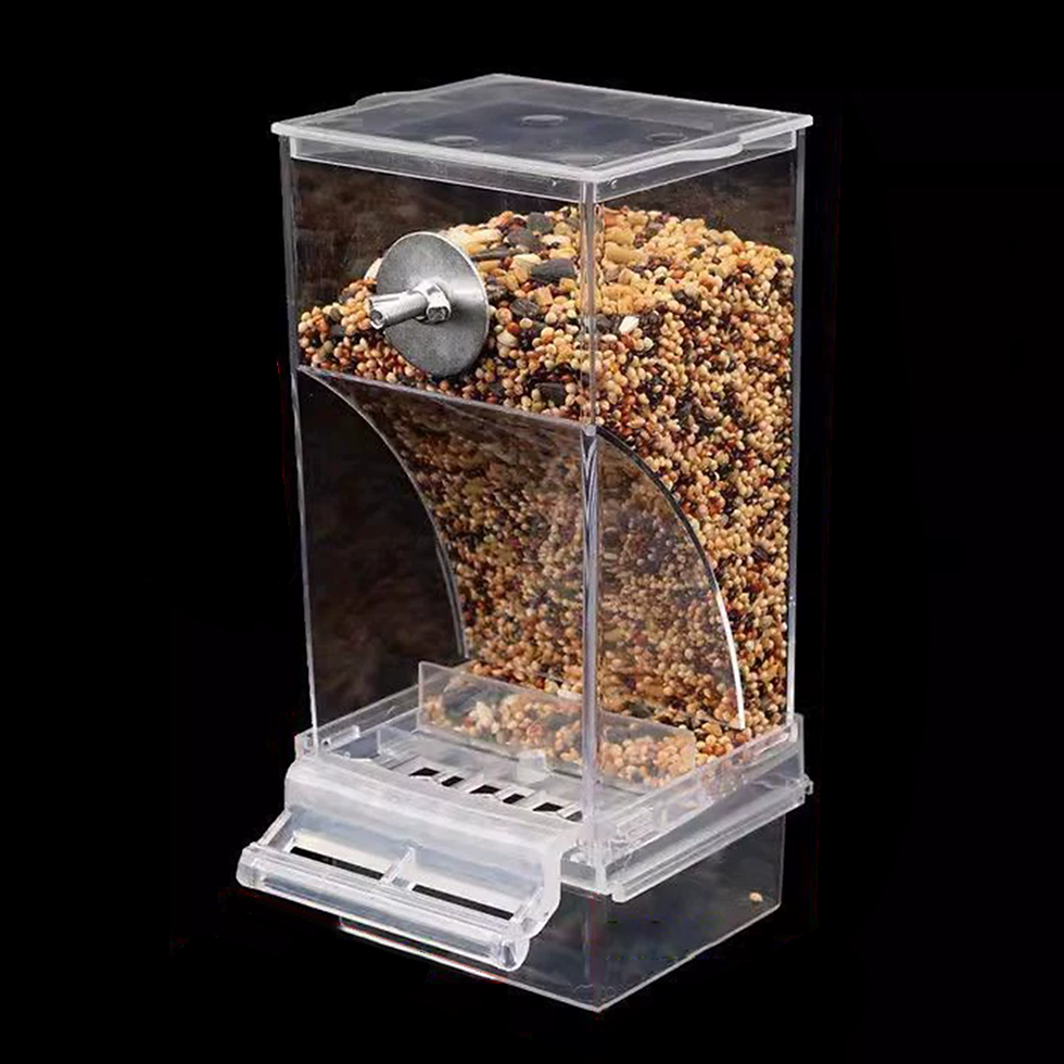Thumbnail: 1PC Parrot Feeder Anti-Spill Transparent Bird Food Box Clear Feeding Device for 