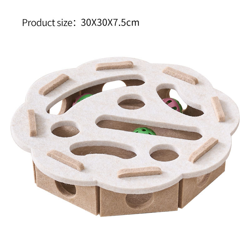 Thumbnail: Interactive Cat Puzzle Toy Felt Toy Box with Maze Tunnel Bell Ball Indoor Entert