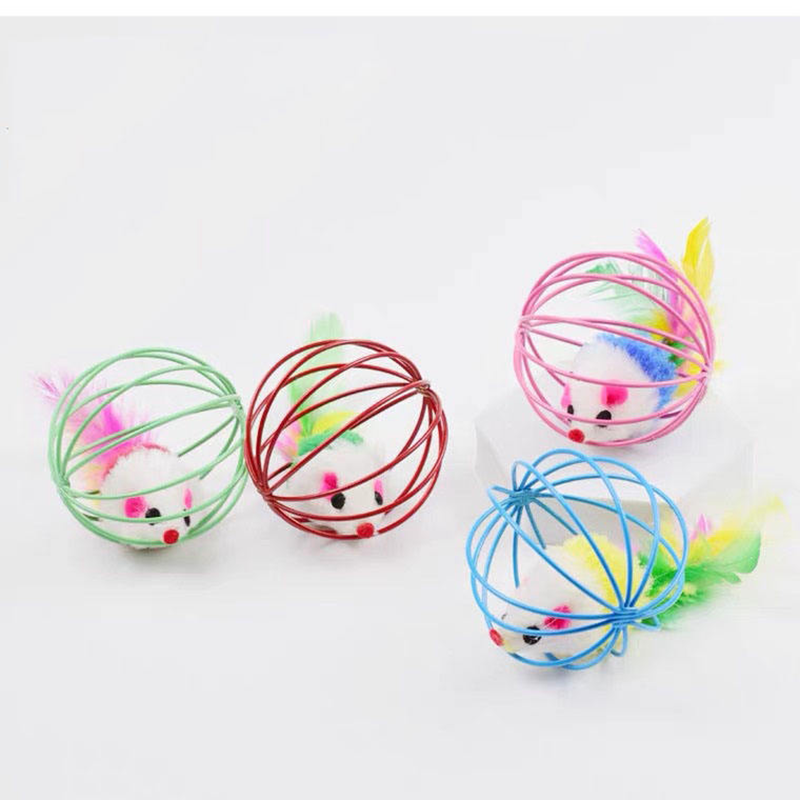 Thumbnail: Popular Colorful Mouse in Cage Cat Toy Within Sand Interactive Chase Cat Mouse T