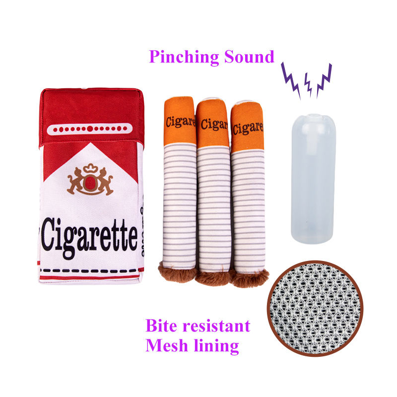 Thumbnail: Stuffed Raw Dog Bite Toy Joint Cigarette Case Plush Cigar Funny Interactive Pupp