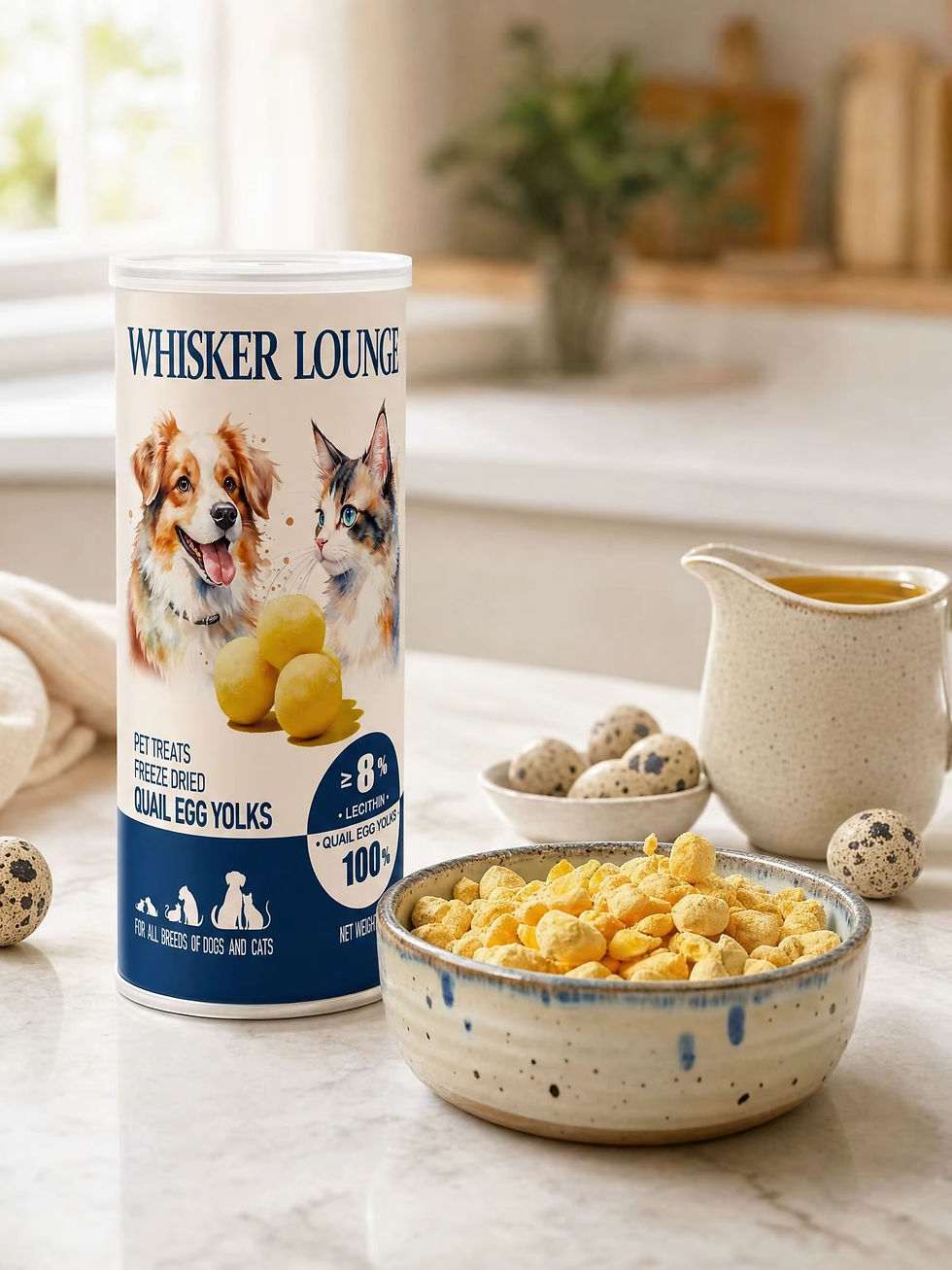 Thumbnail: WHISKER LOUNGE LONDON All Natural Quail Egg Yolk Freeze-Dried Cat Treats Toppers