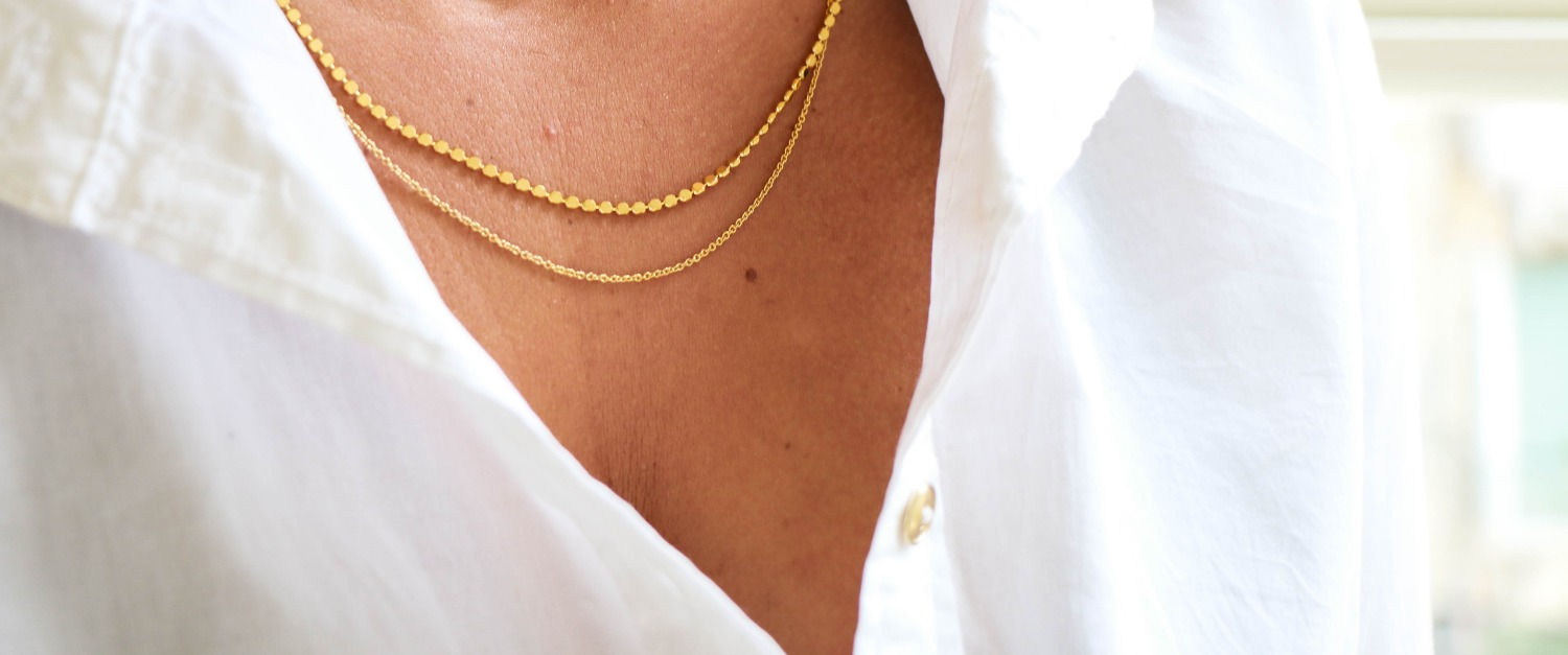 שרשרת כפולה  בציפוי זהב