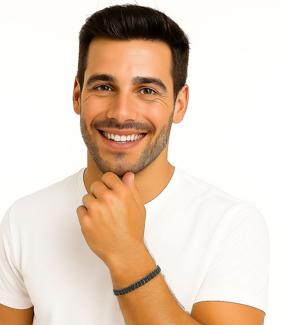 תמונה ממוזערת: צמיד לגבר משובץ קריסטלים שחורים | סטיינלס סטיל