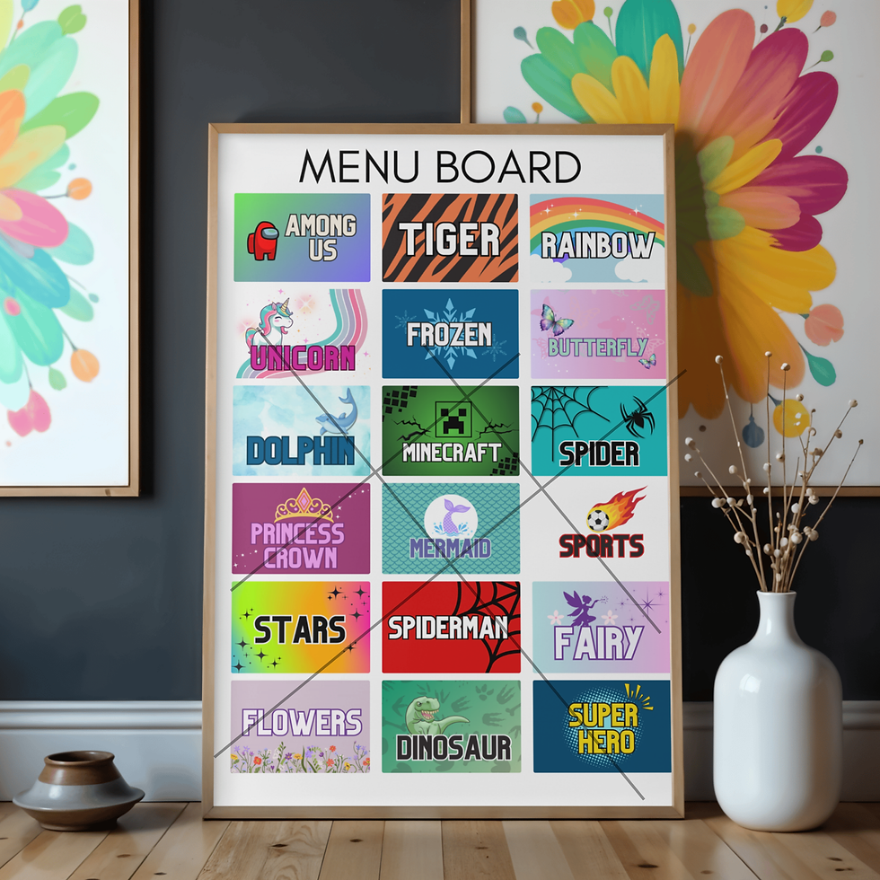 Thumbnail: Face Painting Menu Board Printable 18 Designs Word Board PDF PNG