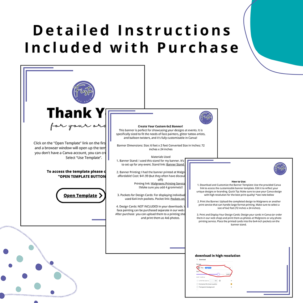 Thumbnail: Face Painting Banner Template Canva Editable Menu Board 6x2 Booth Display
