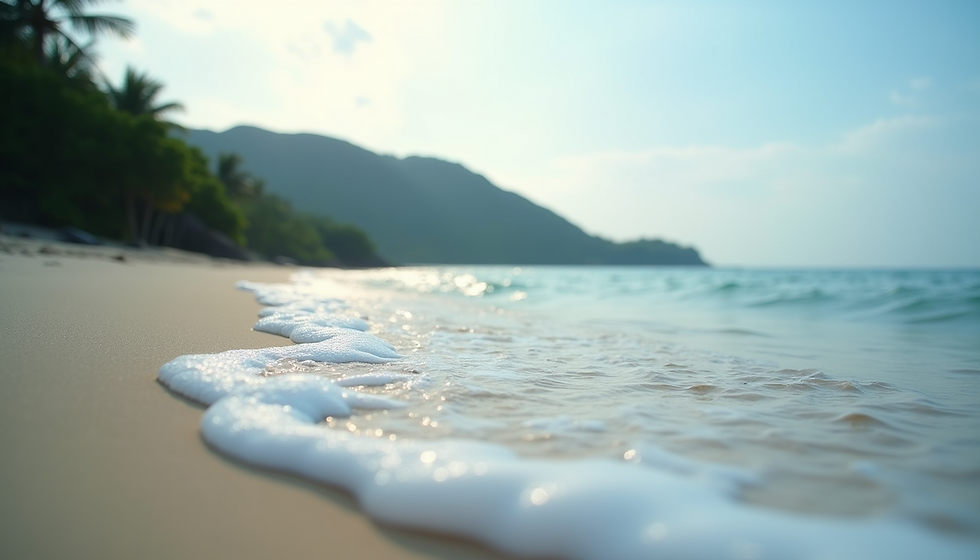A beautiful beach photo showing sunset