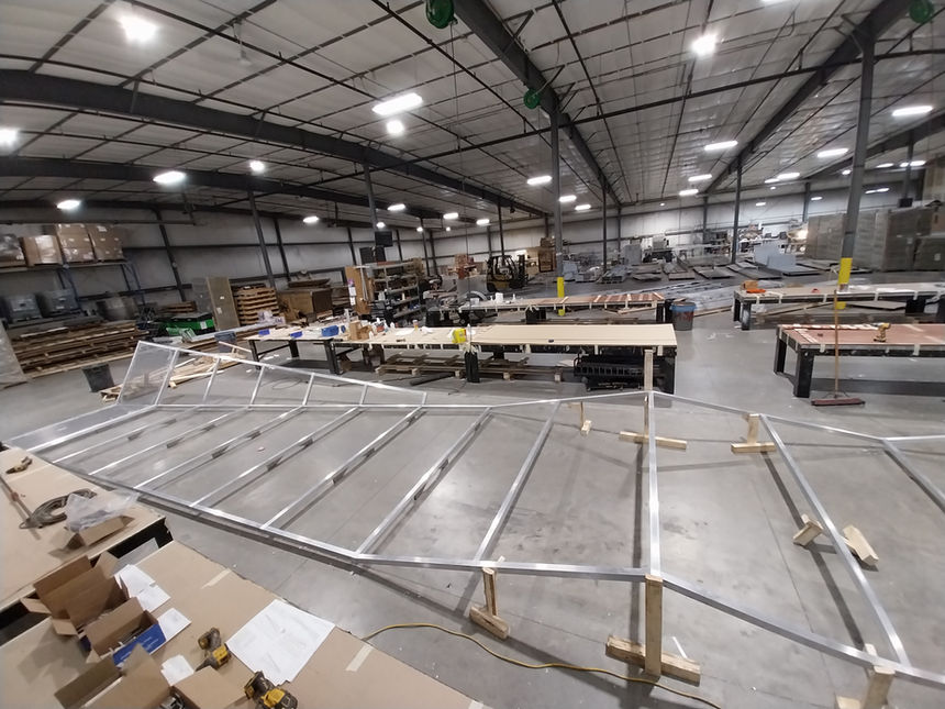 expanded metal panels, powder coated expanded metal panels, weld, ground corners, outrigger system, metal panel system, unitized metal panel system, custom metal panels