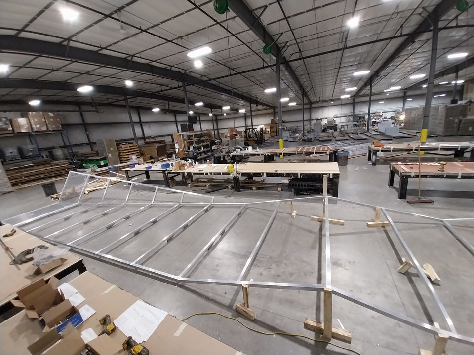 expanded metal panels, powder coated expanded metal panels, weld, ground corners, outrigger system, metal panel system, unitized metal panel system, custom metal panels