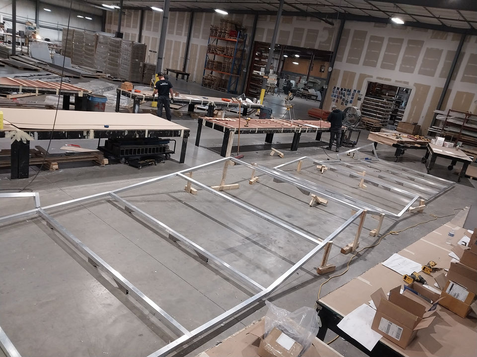 expanded metal panels, powder coated expanded metal panels, weld, ground corners, outrigger system, metal panel system, unitized metal panel system, custom metal panels