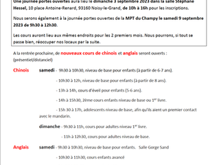 Rentrée 2023 et fin des travaux de nos locaux