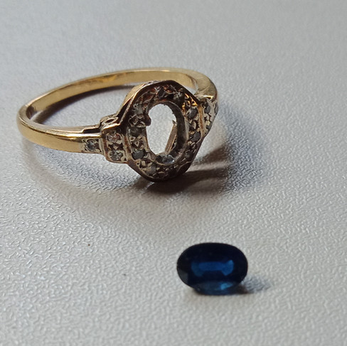 Broken Sapphire and Diamond Ring