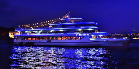 Embárquese en un crucero con cena de 3 horas por el estrecho del Bósforo en Estambul. Disfrute de una cena y un espectáculo de folclore anatolio con danza del vientre mientras navega por las aguas, siguiendo una ruta que pasa por algunas de las principales atracciones y monumentos de Estambul.