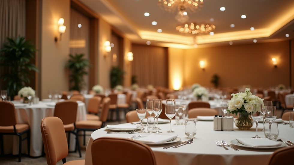 Close-up view of a well-decorated corporate event space