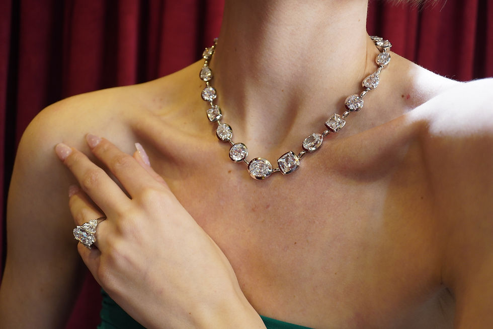 Crisscut New York diamond necklace and diamond ring