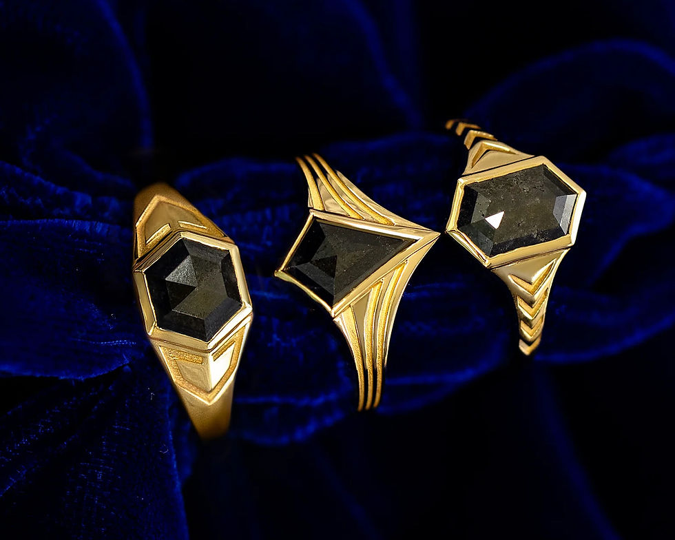 automic gold black diamond engagement rings